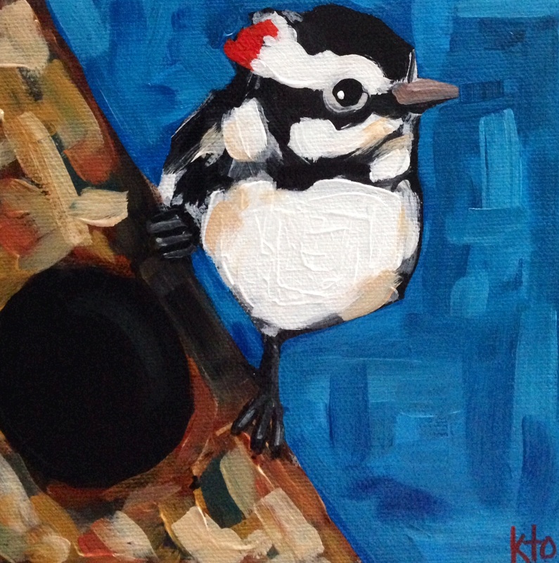 Hairy Woodpecker Bird Painting kto ART